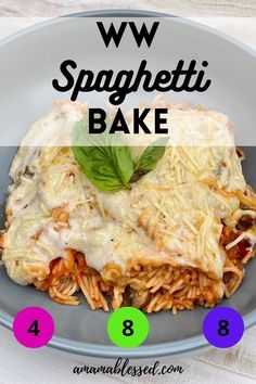 Slice of spaghetti bake without meat sits on top of a grey bowl garnished with cheese and basil. Healthy Baked Spaghetti Recipe, Spaghetti Without Meat, Bariatric Keto, Baked Spagetti