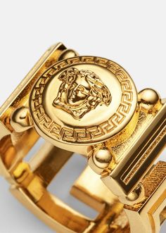 In Versace's signature Greca design, this wide-band ring features the Medusa emblem at the center. All Versace jewelry products are lead and nickel free. All materials are hypoallergenic. Versace Ring, Mens Designer Jewelry, Designers Jewelry Collection, Versace Gold, Versace Jewelry, Rings Jewelry Fashion, Wide Rings, Designer Fashion Jewelry, Wide Band Rings