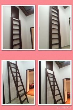 there are four pictures of a ladder in the room