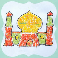 an art project made with colored paper and watercolors, depicting the name india