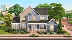 Traditional Family Home, Sims 4 Base Game, Sims 4 Family, House Cartoon, Traditional Family, Suburban House