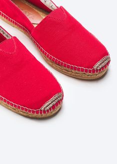 Barceloneta Canvas Women's Limited Edition – VISCATA Summer Cotton Slip-ons With Rubber Sole, Canvas Slip-ons With Rubber Sole For Beach, Textile Slip-ons For Summer Beach, Canvas Slip-ons For The Beach, Red Slip-ons For Summer, Red Flat Espadrilles With Woven Sole, Red Slip-on Espadrilles With Rubber Sole, Flat Textile Espadrilles With Rubber Sole, Summer Flat Canvas Slip-ons