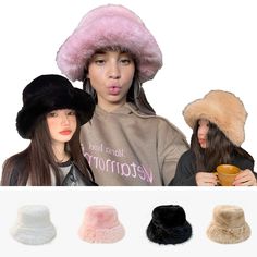 Fluffy Faux Imitation Fur Bucket Hat Women y2k Warm Thick Winter Hat Luxury Fashion Plush Furry PINK Fur Bucket, Fur Bucket Hat, Bucket Hat Women, Women Y2k, Hat Women, Winter Hat, Smart Shopping, Bucket Hat, Winter Hats