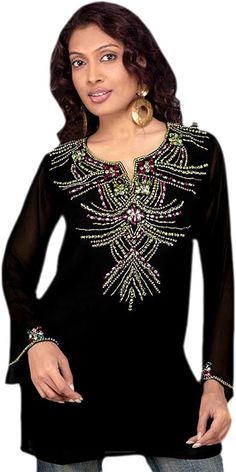 Black Tunic top for Woman clothing, Premium Wear, Party wear ,Plus size clothing ,Boho Tunic -Casual wear, resort wear,bohemian wear, dress ✔This dress is made from Soft Light Weight Georgette Fabric ✔Beads and Stone Work ✔Sleeve: Bracelet sleeve ✔It's a casual style, suitable for leisure, party and special occasions. ✔The hand embroidery of the dress makes it unique and eye-catching. ✔Comfortable for wearing all day. ✔ Regular fit. ---- Custom orders are available ---- 🔸We are a custom Design Bohemian Multicolor Blouse For Eid, Bohemian Kaftan For Navratri Party, V-neck Kaftan For Party And Festivals, Bohemian V-neck Blouse For Festive Occasions, Long Sleeve Embellished Festive Tunic, Festive Embellished Long Sleeve Tunic, Festive Long Sleeve Embellished Tunic, Multicolor Party Blouse For Eid, Long Sleeve Tops For Party And Festivals