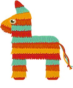 an animal made out of colorful yarn on a white background with the letter m in it's center