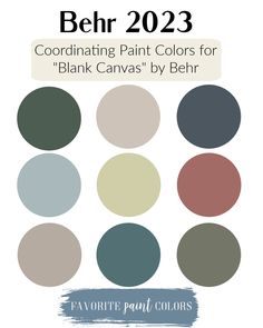 the behr color palette for coordinating paint colors for blank canvass by behr