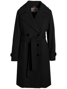 black virgin wool blend down-feather filling wide notch lapels double-breasted button fastening long sleeves two side welt pockets detachable belt central rear vent straight hem Wool Blend Coat, Coat Black, Outerwear Coats, Outerwear Women, Black Coat, Welt Pockets, Double Breasted, Wool Blend, Cashmere