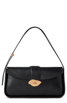 Mulberry Small Lana High Gloss Leather Shoulder Bag | Nordstrom Evening Flap Bag With Palladium Hardware, Elegant Leather Flap Bag With Turn-lock Closure, Timeless Flap Bag With Magnetic Closure, Luxury Satchel Shoulder Bag With Fold Over Clasp, Timeless Evening Satchel With Fold Over Clasp, Designer Shoulder Bag With Fold Over Clasp, Luxury Shoulder Bag Satchel With Fold Over Clasp, Elegant Leather Flap Bag With Fold Over Clasp, Timeless Evening Shoulder Bag With Hasp Closure