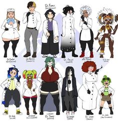 an image of cartoon characters in different outfits