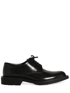 Saint Laurent Army 20 Leather Derby Shoes - Black | Editorialist Formal Oxford Shoes With Lace-up Fastening, Formal Lace-up Oxfords With Front Fastening, Low-top Leather Shoes With Laces For Formal Occasions, Formal Low-top Leather Shoes With Laces, Low-top Leather Shoes For Formal Occasions, Plain Toe Oxfords With Lace-up Fastening For Derby, Plain Toe Oxfords With Front Lace-up For Derby, Formal Lace-up Shoes With Round Toe, Designer Lace-up Oxfords For Work