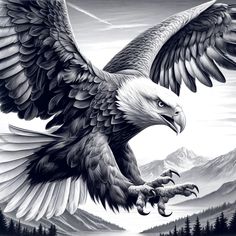 an eagle is flying in the air with its wings spread out and it's talon extended