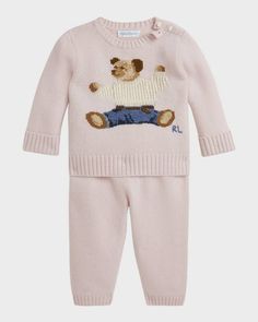 Ralph Lauren Childrenswear Girl's Two-Piece Polo Bear Intarsia Cashmere Set, Size 3M-12M | Neiman Marcus Ballerina Bear, Wimbledon Fashion, Ralph Lauren Baby Girl, Polo Ralph Lauren Kids, Ballerina Girl, Ralph Lauren Kids, Polo Bear, Cashmere Jumper, Ralph Lauren Purple Label