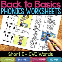 the back to basics phonics worksheets for short e cvc words