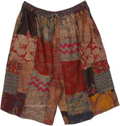 Bring out your inner strength with these multi patchwork mixed patchwork Bermuda shorts in XXL size. These cargo shorts are unisex and come with a drawstring waist and buttoned side pockets for ease of comfort. #tlb #Patchwork #Stonewash #Pocket #vacationclothing #Fall #Paisley #bohemianfashion #XLPlus #Cottonhalfpants #Unisexbohopants #Bohocargopants Hippy Patchwork Pants, Hippie Summer Patchwork Pants, Multicolor Patchwork Shorts, Hippie Style Patchwork Shorts, Green Patchwork Hippie Pants, Multicolor Hippie Shorts, Patchwork Shorts, Hippie Look, Boho Pants