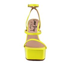 Vegan leather upper with man made sole Ankle buckle closure Heel measures approx. 5.5" H Platform measures approx. 1.5" H Imported Gorgeous Leather, White Turquoise, Lemon Drop, Neon Yellow, Black Pumps, Platform Heels, Shoe Box, Classic Black, The Office