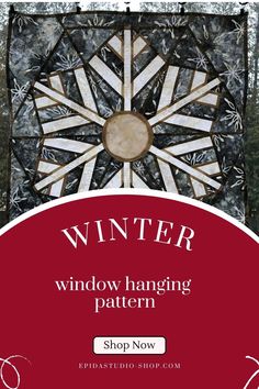 the winter window hanging pattern is shown in red and white