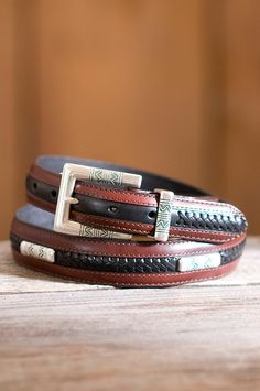 Navajo Ornament Taper Leather Belt by Overland Sheepskin Co. (style 71617) Leather Weaving, Belt Black, Leather Belts, Black Belt, Belt Buckles, Leather Belt, Wrap Bracelet, Shoes Jewelry, Belts