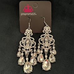 ***Rare Find. Paparazzi Accessories Brand. Classic White Chandelier Earrings For Party, Earring Silver, Accessories Brand, Fish Hook Earrings, Paparazzi Accessories, Paparazzi Jewelry, Accessories Branding, Fish Hook, Jewelry Earrings