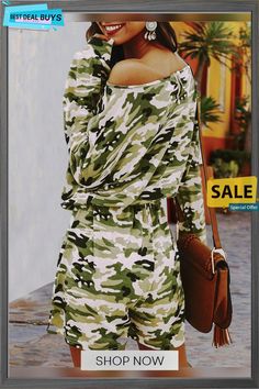 Casual Long Sleeve Camo Jumpsuit & Romper Romper Casual Camouflage Jumpsuits And Rompers For Spring, Casual Camouflage Jumpsuit For Spring, Camouflage Jumpsuits And Rompers For Summer, Camo Jumpsuit, Rompers For Women, Mid Waist Pants, Camo Fashion, Women Pink, Color Pick