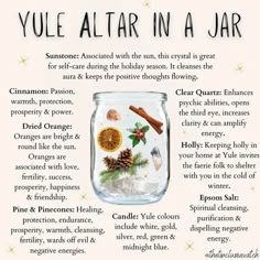 Yule Herbs And Spices, Altar In A Jar, Winter Solstice Aesthetic, Wicca Holidays, Yule Altar, Winter Solstice Traditions, No Ok, Yule Traditions, Yule Crafts