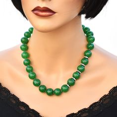 ♥ Ready to ship ♥ 100% handmade ♥ Packed in a gift box ♥ Custom length ♥ Material: genuine Jade beads, rhinestones Handmade big, bold, and chunky emerald green necklace - the perfect statement piece for any occasion!  This stunning necklace features exquisite emerald green multi-faceted beads with magnificent reach color meticulously handcrafted and assembled with love and precision.  The vibrant green hue of the beads adds a pop of color to any outfit, making it a versatile accessory that effor Green Jade Necklace, Emerald Green Necklace, Christmas Necklace, Jade Necklace, Ancient Symbols, Outfit Making, Fabulous Jewelry, Jewelry Gemstone, Green Necklace