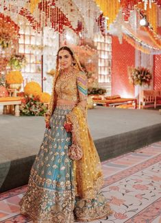 Mehendi Dress Brides, Mehendi Outfits For Bride, Walima Dresses, Bridal Mehndi Dresses, Combination Dresses, Indian Dresses Online, Blue Suit Wedding