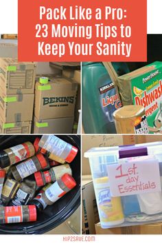 moving tips to keep your sanitiy organized in the back of a truck with text overlay that reads pack like a pro 23 moving tips to keep your sanitiity