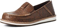 Cruiser Womens Slip-on Shoes | Cruiser Womens Slip-on Shoes in Floral Emboss, 7B Ariat Cruisers, Womens Cowgirl Boots, Leather Slip On Shoes, Brown Floral, Cowgirl Boots, Leather Slip Ons, Slip Ons, Embossed Leather, Emboss