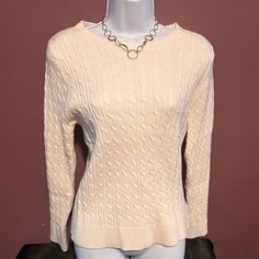 Cream Cable Knit Sweater Size Medium Cream Shein 53% Acrylic 32% Polyester 15% Nylon New Never Worn! Cream Cable Knit Sweater For Spring, Elegant Cable Knit Stretch Sweater, Elegant Stretch Cable Knit Sweater, Stretch Cream Knit Top, Classic White Pointelle Knit Sweater, Classic Cream Knit Top, Classic White Knit Top For Winter, Classic White Pointelle Knit Top, Cream Knitted Stretch Sweater