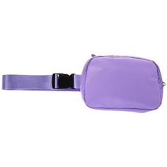 Dimensions: 6" x 8.5" x 1.5" Strap Drop Length: 12.5" Material: Fabric, Plastic & Metal Color: Lavender, Black & Gold Quantity: 1 Add a fashionable accessory to your ensemble, such as this Belt Bag. This bag has an adjustable buckle strap, an outer zipper pouch, and inner mesh pockets. Keep all of your essentials close by when you're on the go! Portable Purple Satchel Shoulder Bag, Purple Satchel Shoulder Bag, Portable Purple Shoulder Bag For Travel, Trendy Purple Shoulder Bag With Cell Phone Pocket, Purple Rectangular School Bag, Purple Nylon Shoulder Bag For School, Purple School Bag With Adjustable Strap, Purple School Bag With Mobile Phone Pocket, Purple Mobile Phone Bag For School