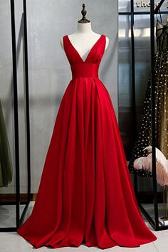 Red Evening Dresses Elegant Satin, Simple Red Wedding Dress, Red Maid Of Honor Dress, Viennese Ball, Long Red Dresses, Knot Board, Satin Long Prom Dress, Red Quince, Prom Dresses Simple