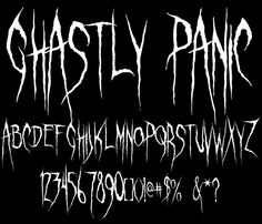 some type of font that is white and has spooky paint on the letters