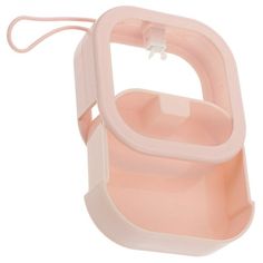 a pink plastic container with a white handle