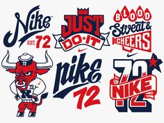 various sports logos and numbers on a white background