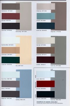 the color chart for different paint colors