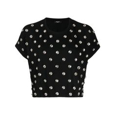 Balmain Ladies Tops. Fashion category: T-Shirts & Henleys. SKU: BF0EE085PC01-EHV. Color: Ehv Noir/Cristal. Balmain Ladies Ehv Noir / Crystal Crystal-Embellished Cotton T-Shirt. A cotton t-shirt featuring crystal embellishments, a round neck, short sleeves, a straight hem, and a cropped fit. Cotton 100% Balmain Women, Kate Outfits, Dress Reference, Balmain Clothing, Png Clothes, Tops Fashion, Ladies Tops, Crystal Embellishment, Stage Outfits