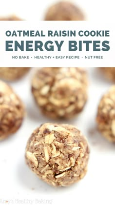 oatmeal raisin cookie energy bites with text overlay