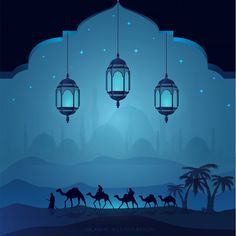 the three wise men are traveling through the desert with their camels in front of them