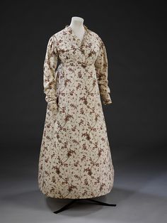 Gown  Place of origin: England, Great Britain (made)  Date: 1795-1799 (made)  Materials and Techniques: Block printed cotton 18th Century Clothing, 18th Century Fashion, Printed Gowns, Century Clothing