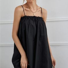 Shein Black Dress. Never Worn Just Tried On. True To Size But Didn’t Like The Way It Looked On Me. Black Summer Mini Dress For Daywear, Black Summer Sundress For Daywear, Shein Black Dress, Dresses Shein, Shein Dress, Shein Dresses, Cami Dress, No Frills, That Look