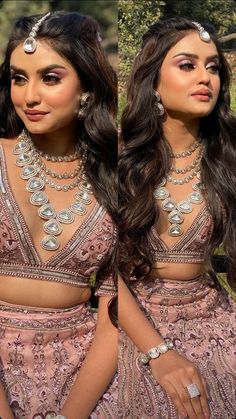 Bridal Hairstyle Reception, Indian Hairstyles For Long Hair Wedding, Lehanga Makeup And Hairstyles, Openhairstyle For Lehenga, Hairstyles To Go With Lehenga, Bollywood Hairstyles Medium Length, Open Hairstyles With Mangtika, Bridal Sangeet Hairstyle