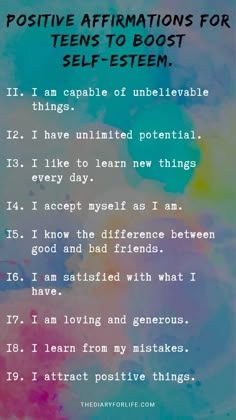 a poster with the words positive affirmations for teens to boost self - se