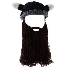 Knitted Beard, Horn Hat, Brown Beard, Viking Horn, Beard Colour, Viking Beard