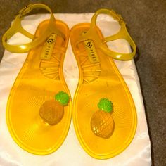 Yellow Pineapple Katy Perry Sandals. Never Worn, But Right Shoe Has A Small Dark Spot On Strap. See Picture. Super Fun Summer Time Shoes. Yellow Jelly Sandals For Summer Vacation, Trendy Yellow Jelly Sandals For Vacation, Trendy Yellow Jelly Sandals For Summer, Fun Jelly Sandals For Summer Vacation, Fun Summer Jelly Sandals For Vacation, Yellow Jelly Sandals For Summer Beach, Yellow Jelly Sandals For Summer, Fun Open Toe Jelly Sandals For Vacation, Cute Yellow Open Toe Sandals