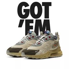 Brand New In The Box Travis Scott X Nike Air Max 270 React Cactus Trails Size 7 Men 8.5 Women W/ Box Good Luck Tomorrow, Nike Air Force Max, New Sneaker Releases, Jordan 4 Red, Nike Air Monarch, Nike Air Flight, Nike Air Max 270 React, Air Max 270 React, 270 React