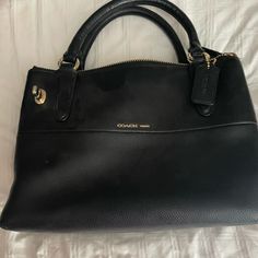 Coach Handbag Used Twice. Black With Three Inner Sections With Plenty Of Room For Essentials. This Is A Beautiful Bag. Coach Satchel With Zipper Closure, Coach Shoulder Satchel With Zipper Closure, Coach Satchel With Zipper Closure As Shoulder Bag, Coach Satchel With Zipper For Everyday Use, Coach Handheld Bag With Zipper Closure, Classic Coach Bag With Zipper Closure, Handheld Coach Bags With Zipper Closure, Coach Double Handle Bag With Zipper, Coach Tote Satchel With Zipper Closure