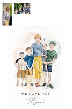 Greeting Card with a custom design of a Grandmother with her grandkids Trendy Art Prints, Artist Website, Trendy Art, Custom Greeting Cards