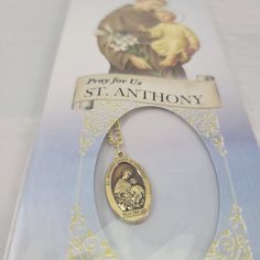 Catholic Prayer Jewelry Pray For Us St. Anthony Gold Color Necklace With Pendant Reading: St. Anthony Saint Of Miracles Pray For Us Franciscan Friars Of The Atonement New In Package Catholic Jewelry Necklace, The Atonement, Franciscan Friar, Prayer Jewelry, St Anthony, Necklace With Pendant, Atonement, Catholic Jewelry, Color Necklace