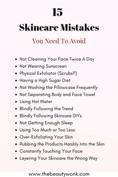 Are you unknowingly committing these skincare mistakes that are ruining your face? Check out the 15 most commonly made skincare sins and discover ways to fix them! #skincaretips Skin Care Routine For Teens, Skincare Mistakes, Skin Care Routine For 20s, Body Scrubs, Skin Care Routine Steps, Rosie Huntington Whiteley, Skin Care Solutions, Healthy Skin Care, Beauty Skin Care Routine