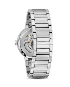 Bulova Modern Watch, 42mm Formal Digital Watch With Subdials And Round Dial, White Gold Watches With Skeleton Dial, Silver Digital Watch With Chronograph, White Gold Chronograph Watch With Round Dial, White Gold Stainless Steel Automatic Watch, Silver Automatic Digital Watch, Silver Chronograph Digital Watch With Round Dial, White Gold Automatic Watch Accessories, White Gold Automatic Watches With Round Dial